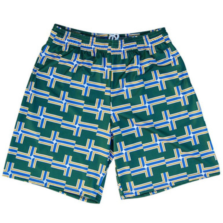 Portland Flag Lacrosse Shorts Made in USA - Green & Yellow
