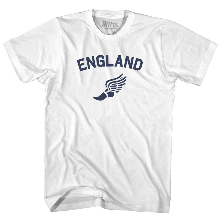 Title England Track Running Winged Foot Womens Cotton Junior Cut T-Shirt - White