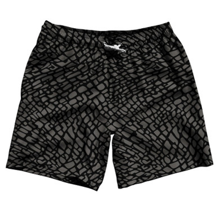 Elephant Skin Pattern 7" Swim Shorts Made in USA - Black