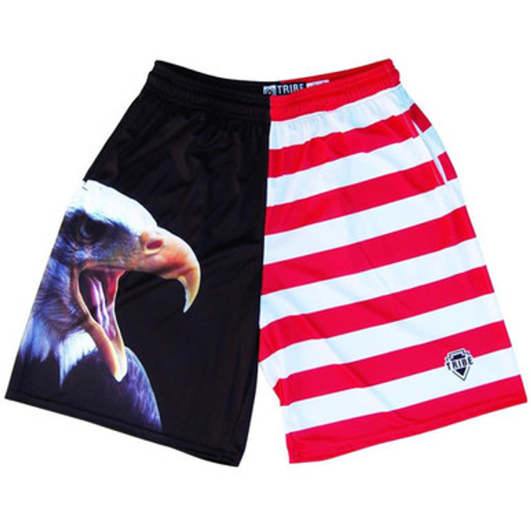 American Eagle Lacrosse Shorts Made in USA - Red, White, Black