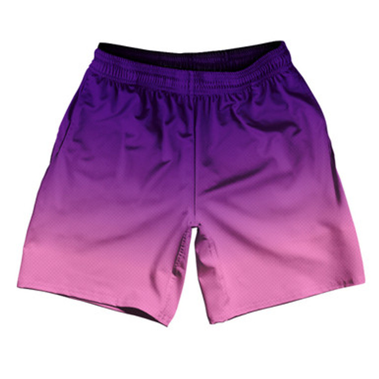 Indigo And Pink Ombre Athletic Running Fitness Exercise Shorts 7" Inseam Made In USA - Hot Pink