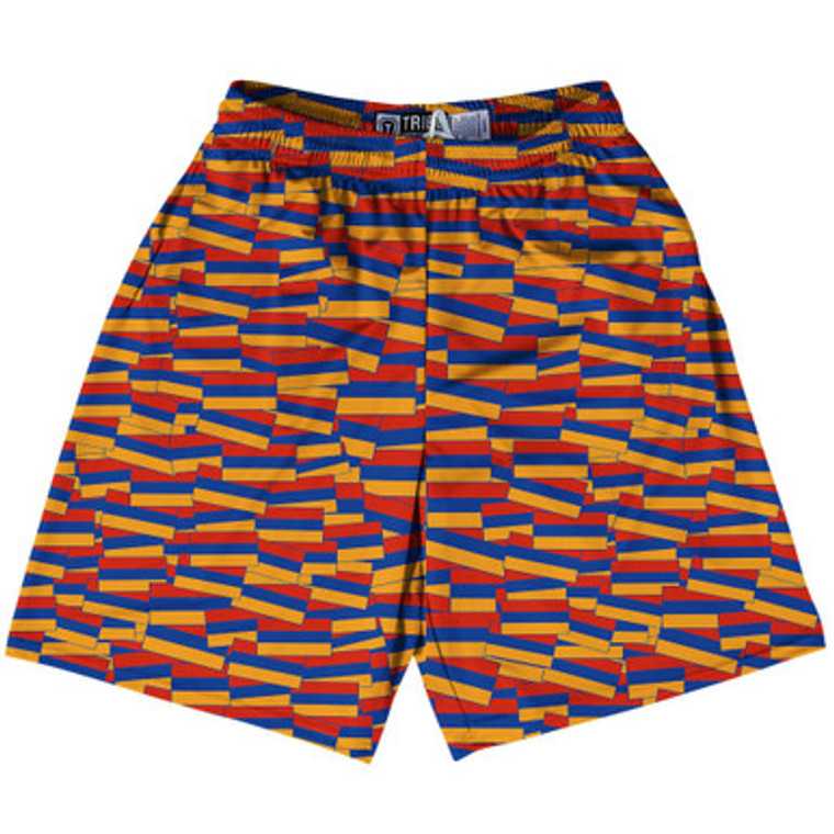 Tribe Armenia Party Flags Lacrosse Shorts Made in USA - Yellow Blue