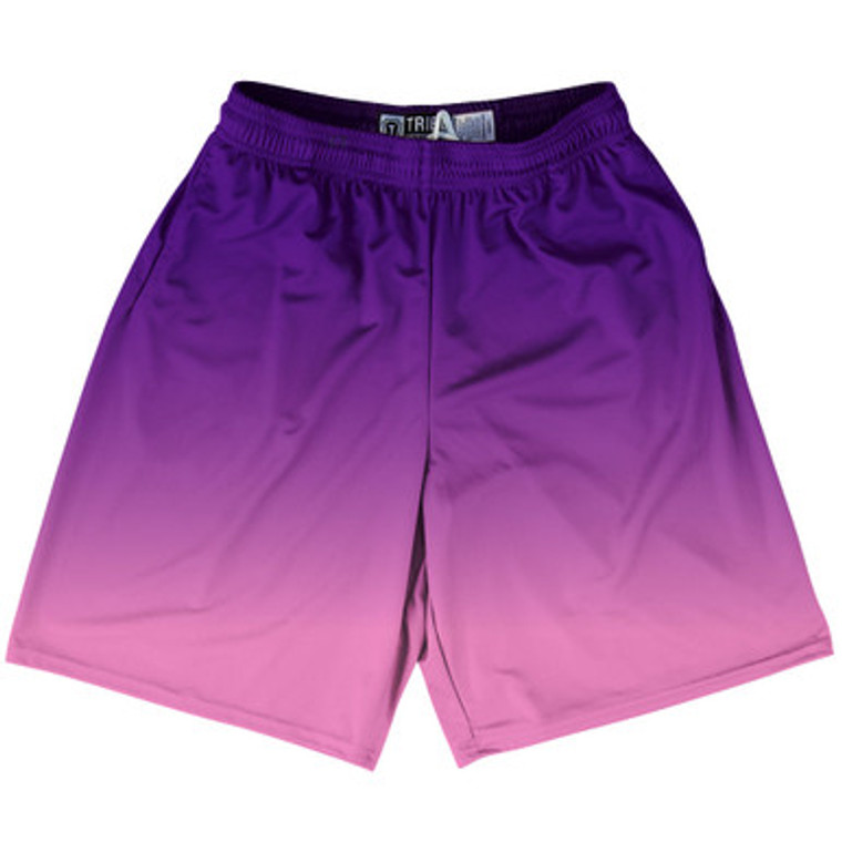 Indigo And Pink Ombre Lacrosse Shorts Made In USA - Hot Pink