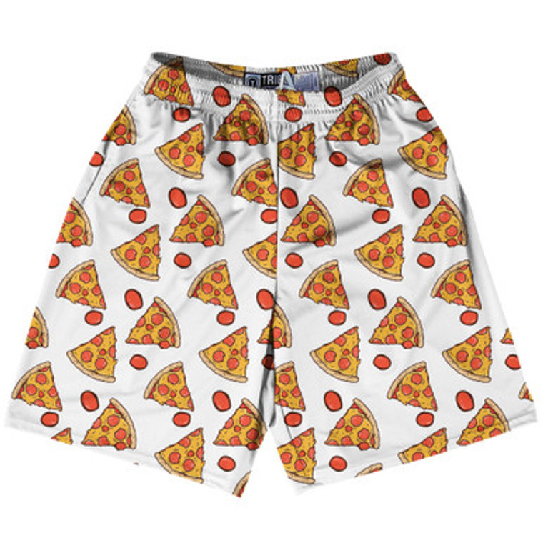 Pizza Slice White Lacrosse Shorts Made In USA