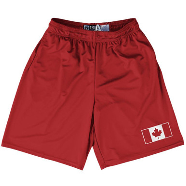 Canada Country Heritage Flag Basketball Practice Shorts Made In USA - Red