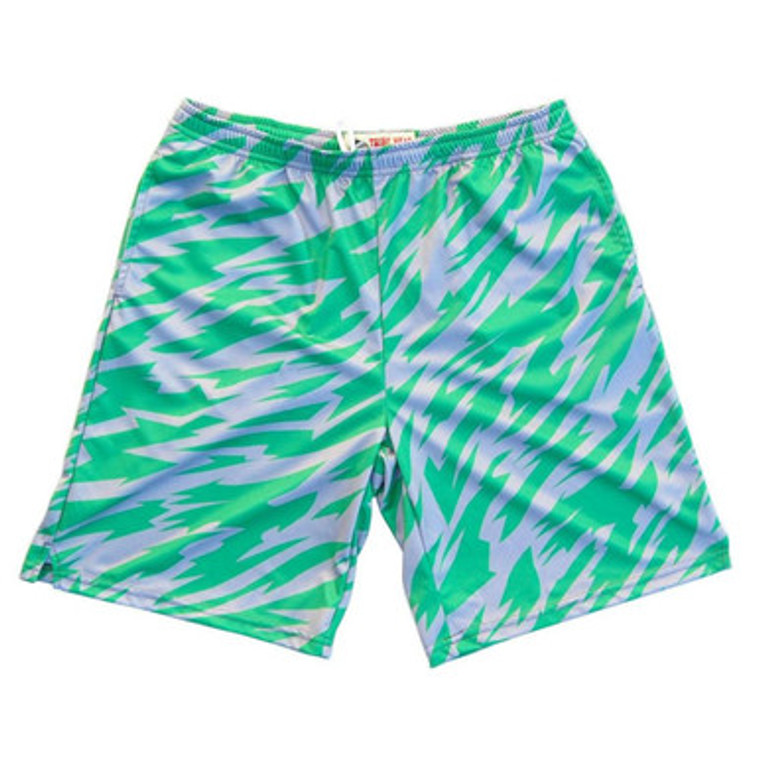 Green and Cool Grey Two-Tone Camo Sublimated Lacrosse Shorts Made in USA - Green