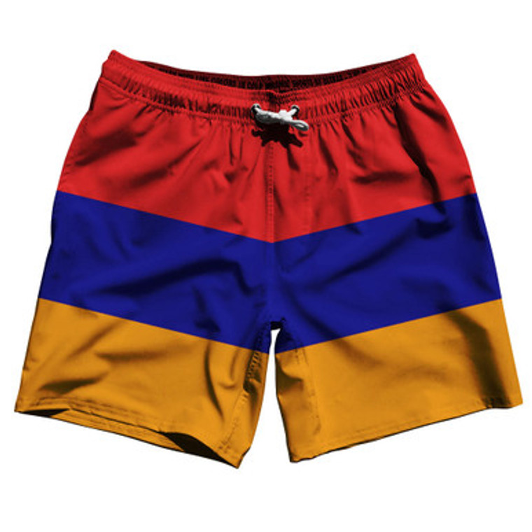 Armenia Country Flag 7.5" Swim Shorts Made in USA - Red Blue Yellow