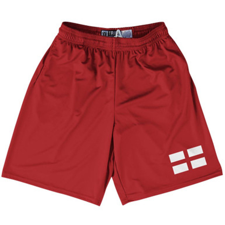England Country Heritage Flag Lacrosse Shorts Made In USA - Red