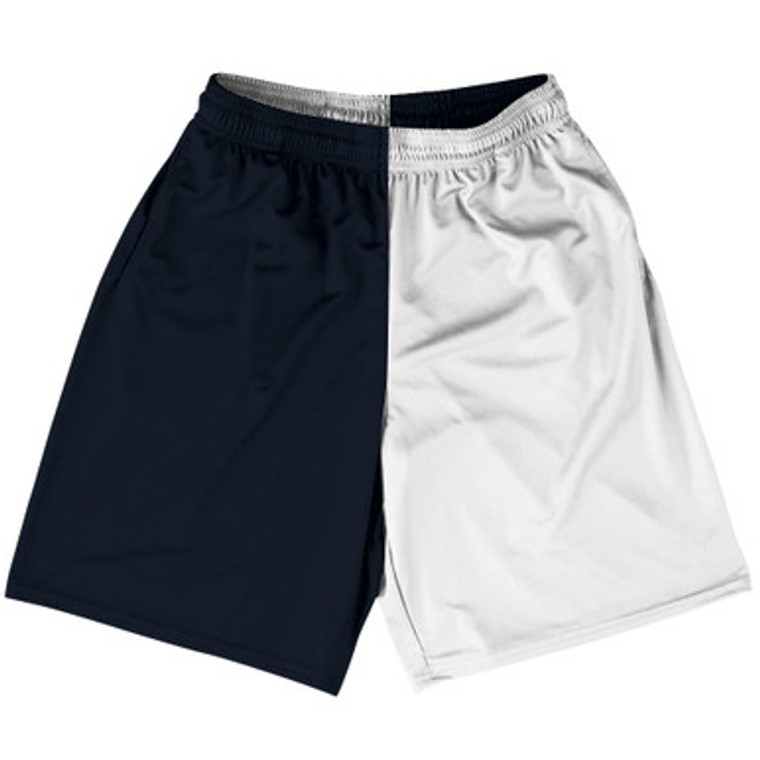 Blue Navy Almost Black And White Quad Color Lacrosse Shorts Made In USA