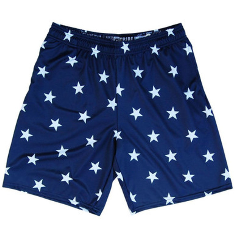 Tribe Lacrosse Stars Blue Lacrosse Shorts Made in USA - Navy