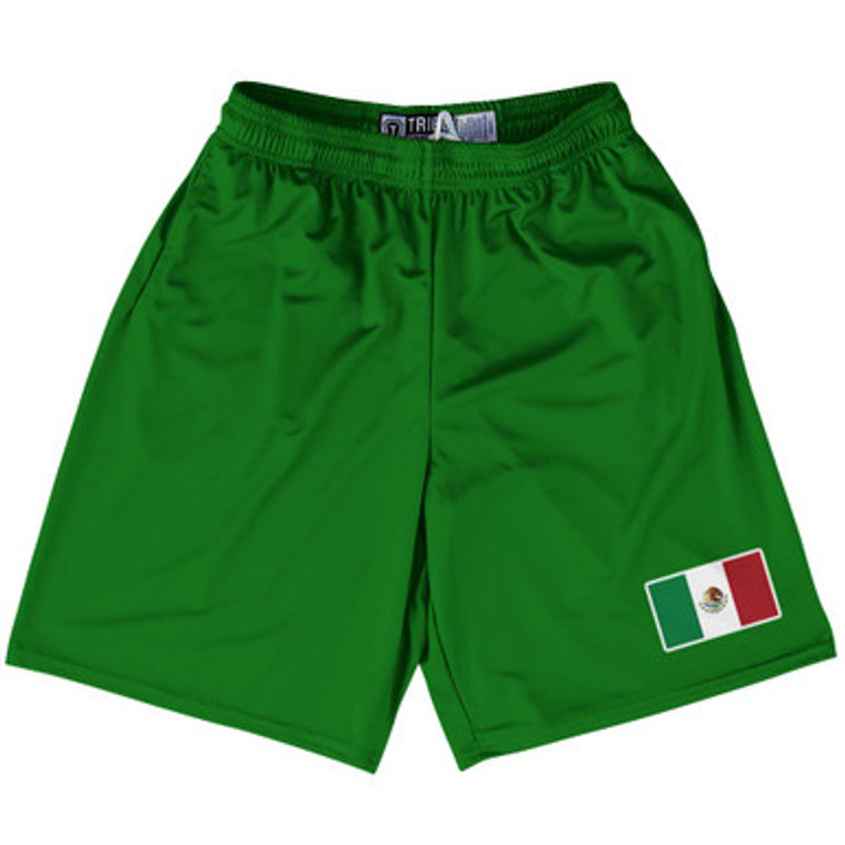 Mexico Country Heritage Flag Lacrosse Shorts Made In USA - Green