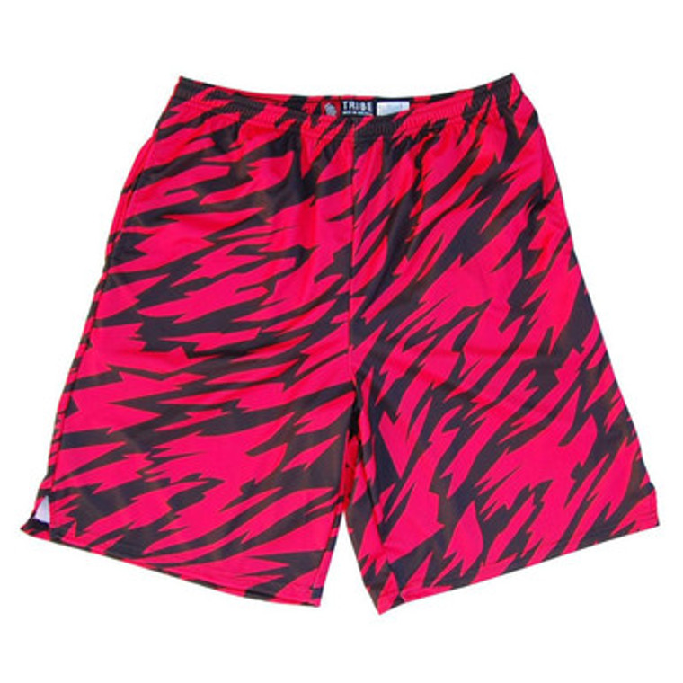 Red and Black Two-Tone Camo Sublimated Lacrosse Shorts Made in USA - Red