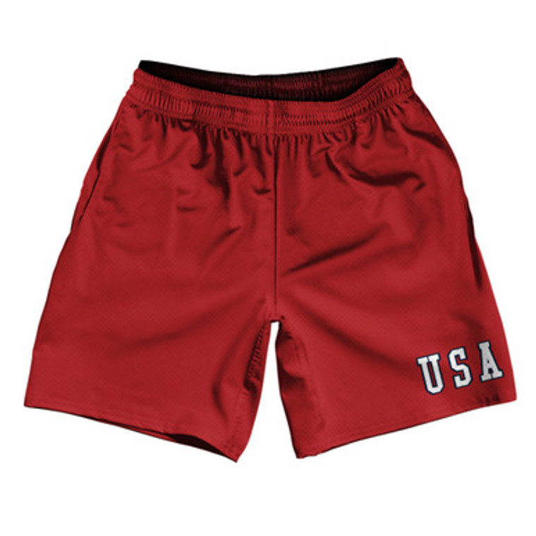 USA Gump Athletic Running Fitness Exercise Shorts 7" Inseam Made In USA Shorts - Red