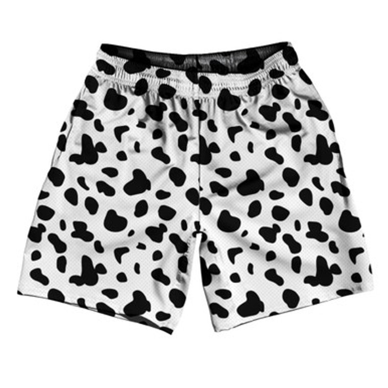 Dalmatian Dog Spots Pattern Athletic Running Fitness Exercise Shorts 7" Inseam Made In USA - White Black