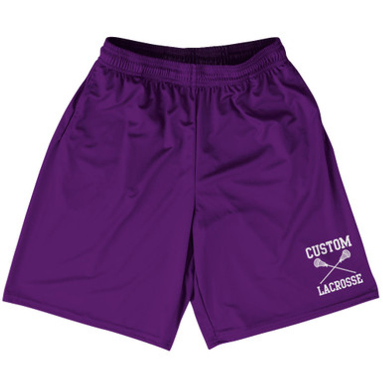 Custom Lacrosse Purple Medium Lacrosse Shorts Made In USA