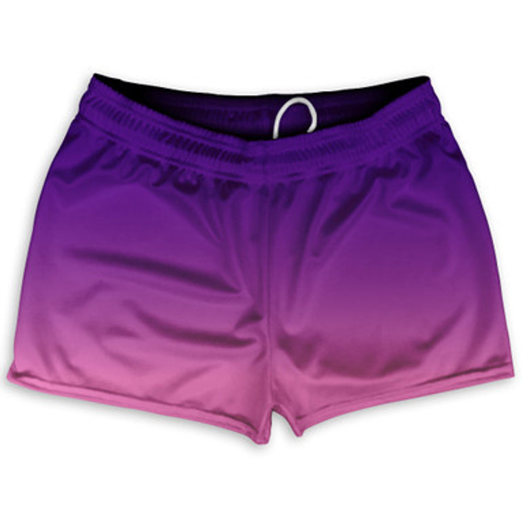 Indigo And Pink Ombre Shorty Short Gym Shorts 2.5" Inseam Made In USA - Hot Pink