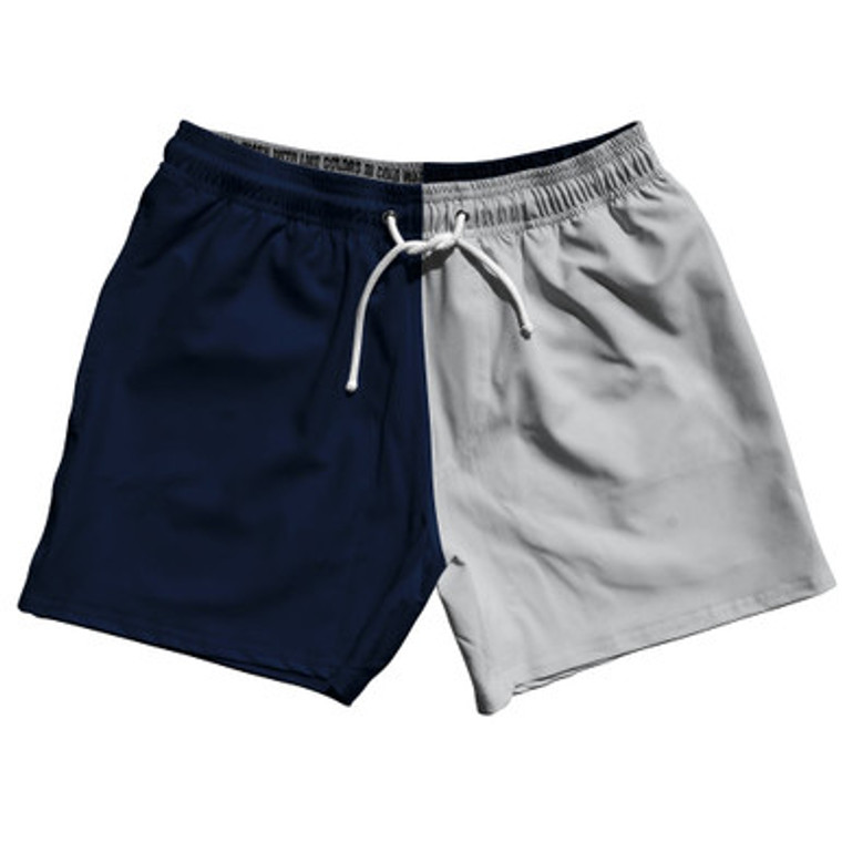Blue Navy And Grey Medium Quad Color 5" Swim Shorts Made In USA