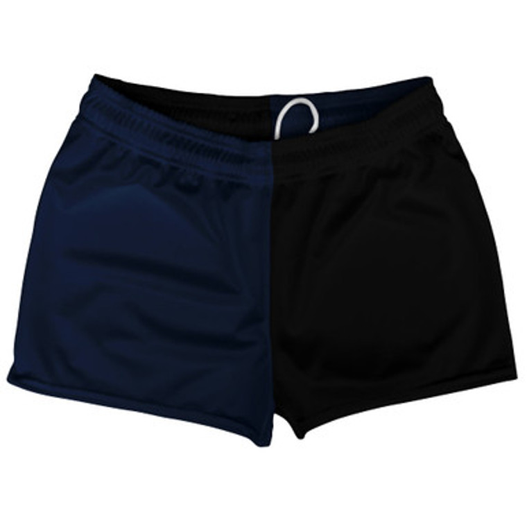 Blue Navy And Black Quad Color Shorty Short Gym Shorts 2.5" Inseam Made In USA