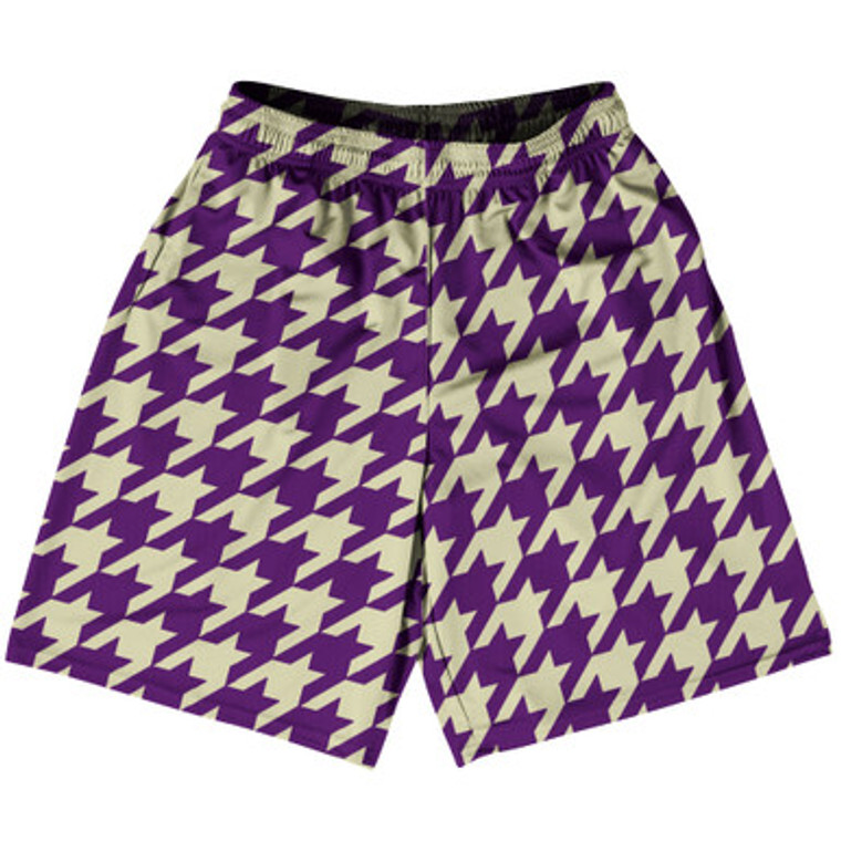 Purple Medium And Vegas Gold Houndstooth BSB Practice Shorts Made In USA