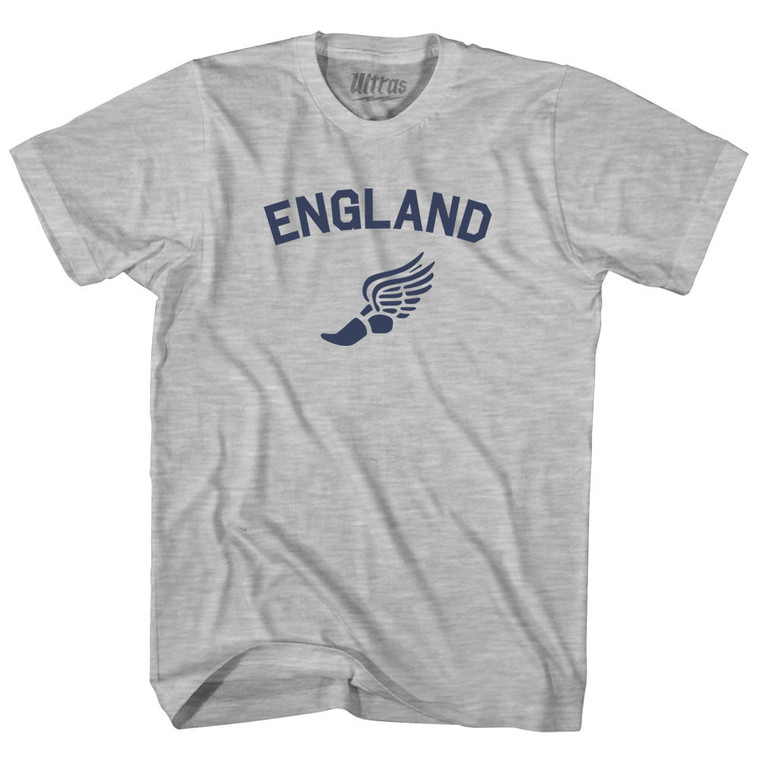 Title England Track Running Winged Foot Youth Cotton T-shirt - Grey Heather