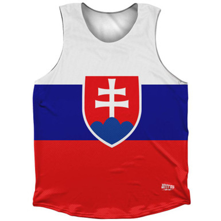 Slovakia Country Flag Athletic Tank Top Made in USA - White Red