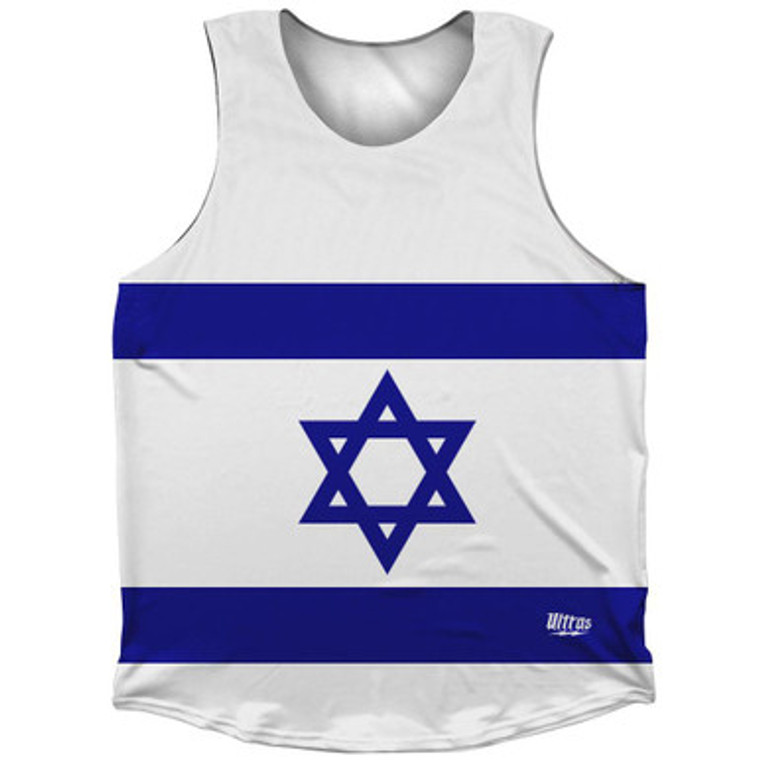 Israel Country Flag Athletic Tank Top Made in USA - White Blue
