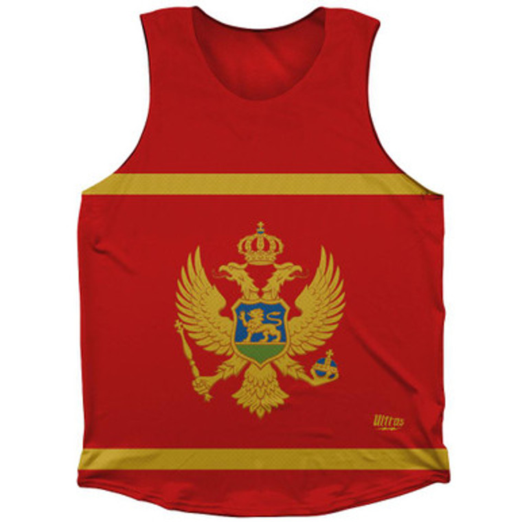 Montenegro Country Flag Athletic Tank Top Made in USA - Red Yellow