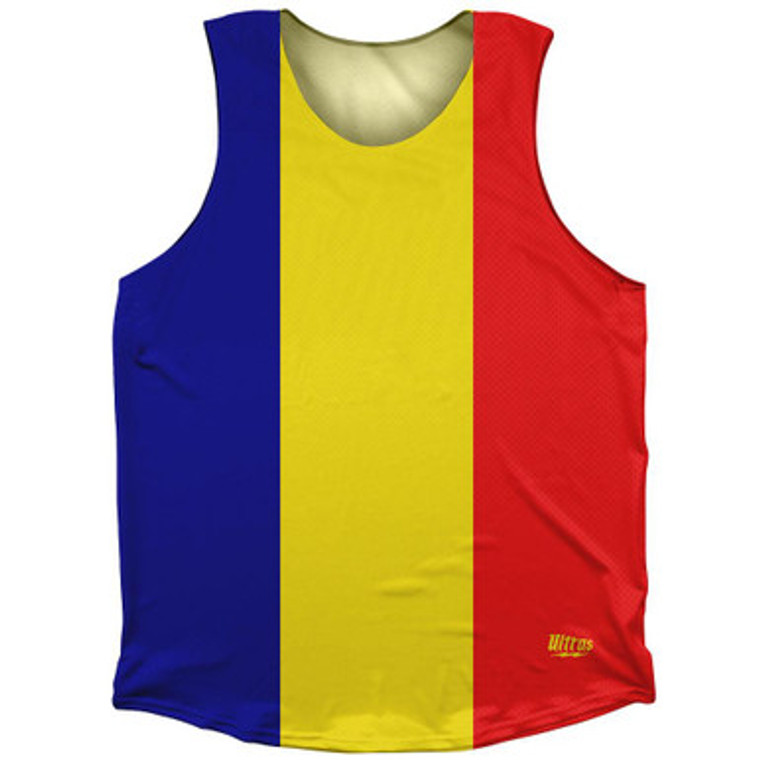 Romania Country Flag Athletic Tank Top Made in USA - Blue Red