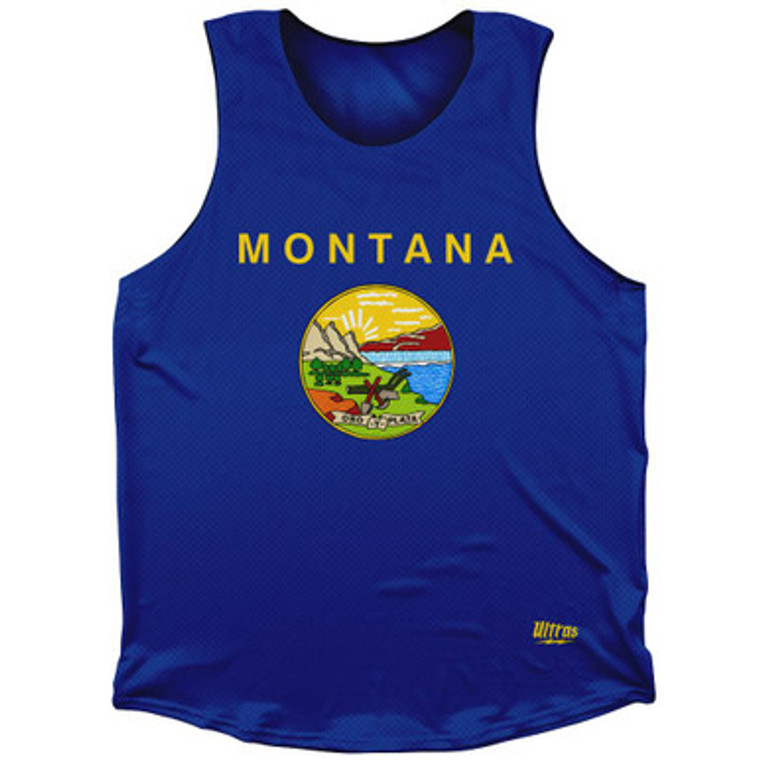 Montana State Flag Athletic Tank Top-Blue