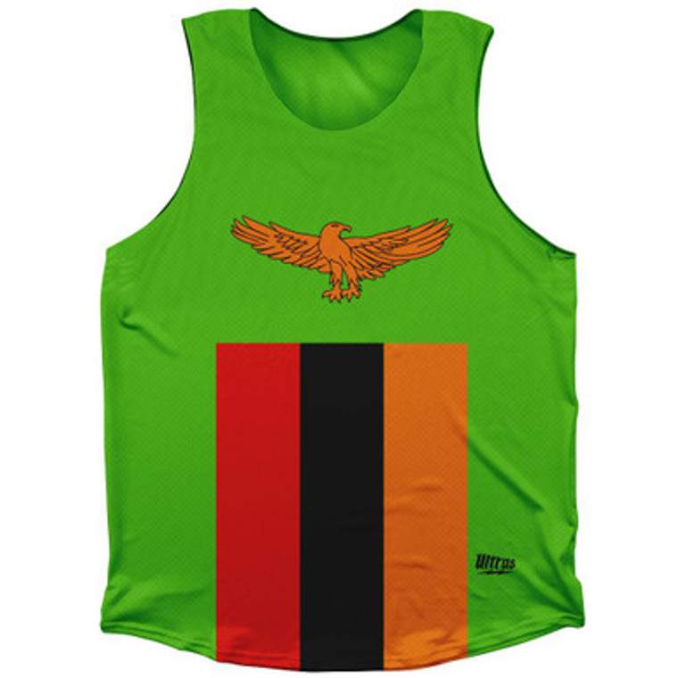 Zambia Country Flag Athletic Tank Top Made in USA - Green Black