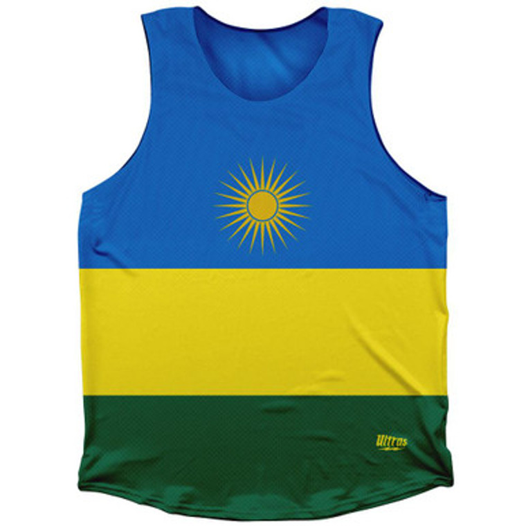 Rwanda Country Flag Athletic Tank Top Made in USA - Blue Green