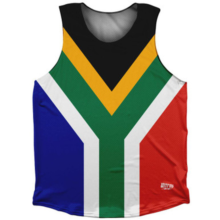 South Africa Country Flag Athletic Tank Top Made in USA - Green White