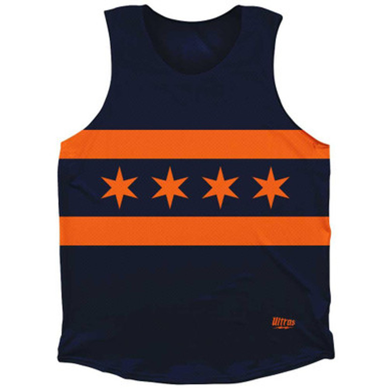 Chicago Flag Navy & Orange Athletic Tank Top - Navy & Orange