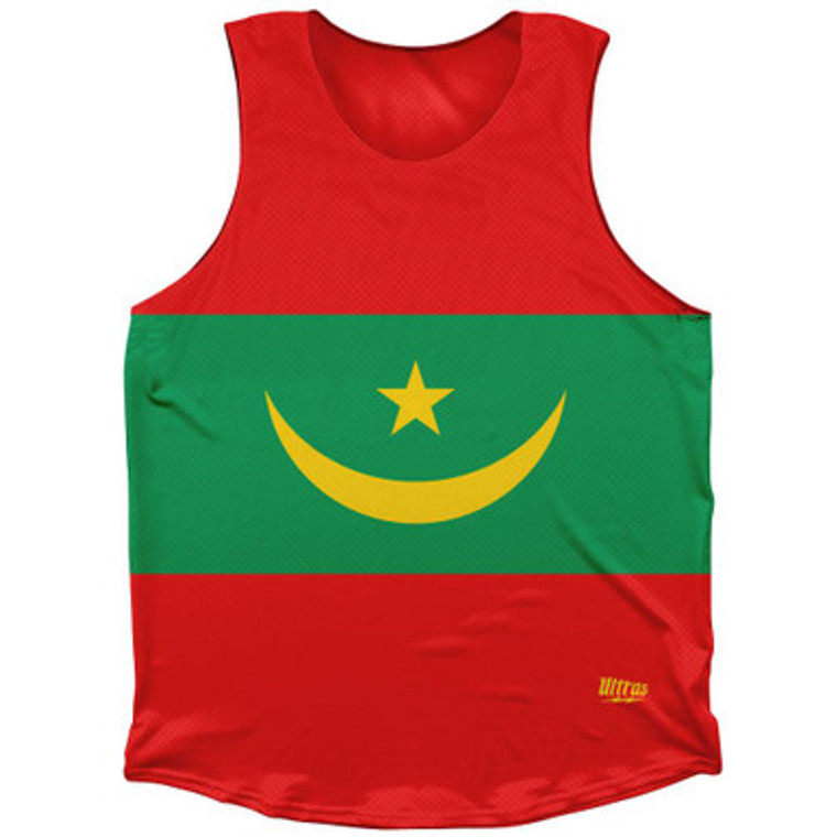 Mauritania Country Flag Athletic Tank Top Made in USA - Red Green