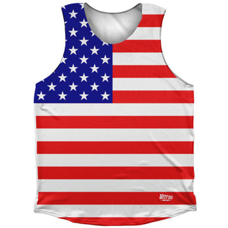 American Flag United States Country Flag Athletic Tank Top Made in USA - Blue Red White