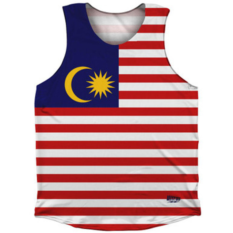 Malaysia Country Flag Athletic Tank Top Made in USA - White Red