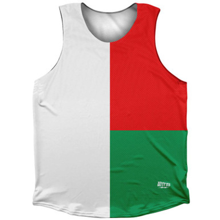 Madagascar Country Flag Athletic Tank Top Made in USA - White Green