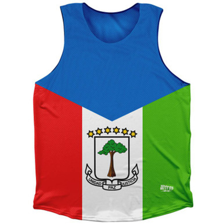 Equatorial Guinea Country Flag Athletic Tank Top Made in USA-Blue Green