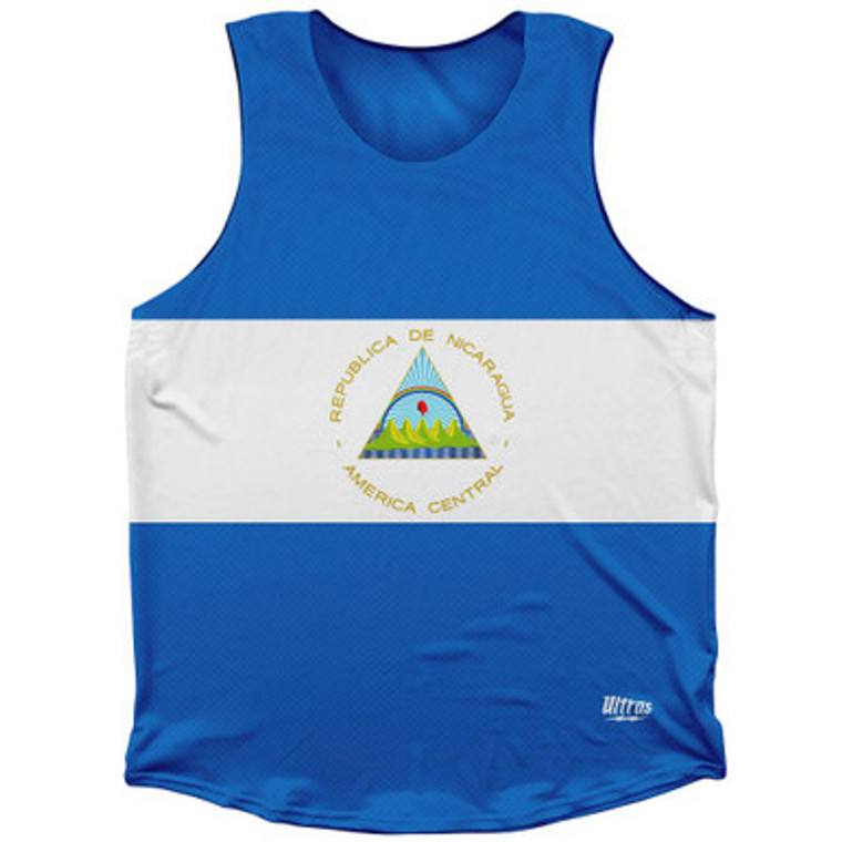 Nicaragua Country Flag Athletic Tank Top Made in USA - Blue White