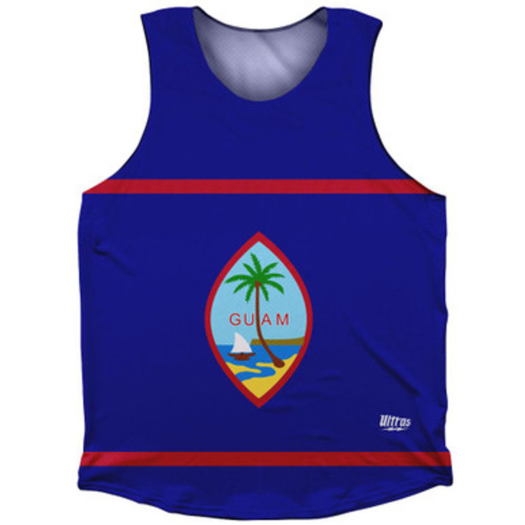 Guam Country Flag Athletic Tank Top Made in USA-Blue Red