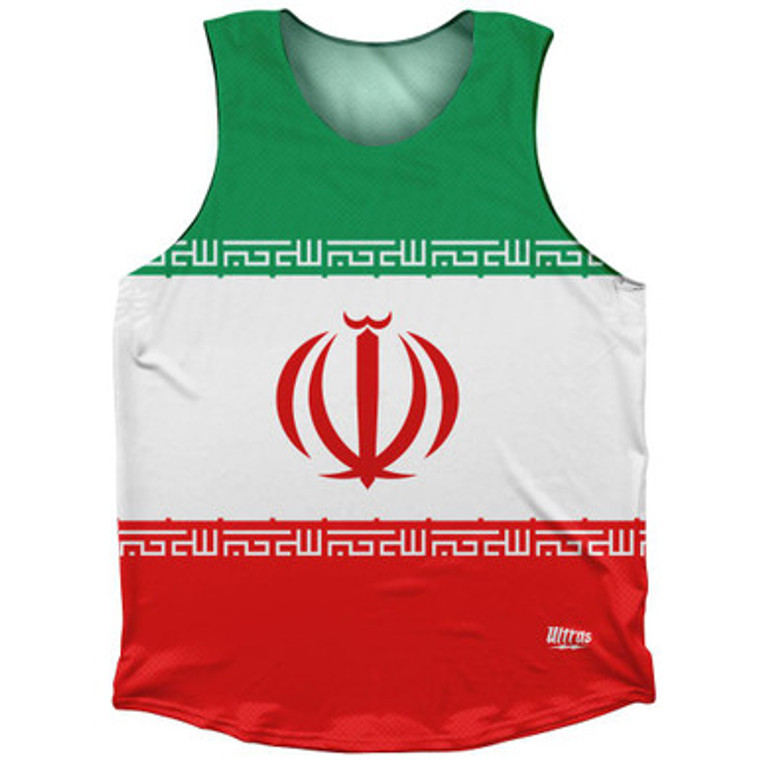 Iran Country Flag Athletic Tank Top Made in USA - Greem White