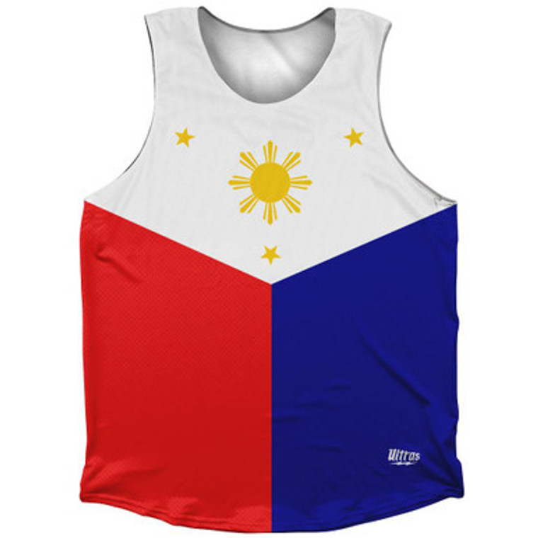 Philippines Country Flag Athletic Tank Top Made in USA - White Blue