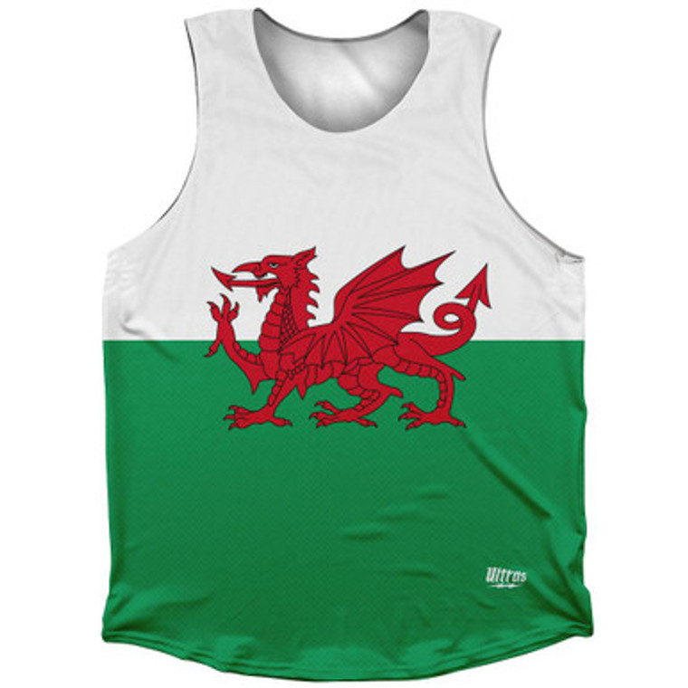 Wales Country Flag Athletic Tank Top Made in USA - Green White