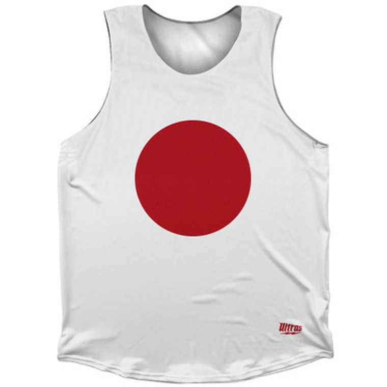 Japan Country Flag Athletic Tank Top Made in USA - White Red