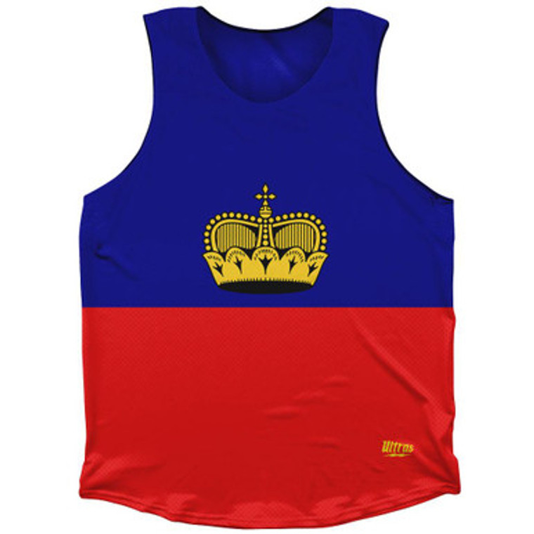 Liechtenstein Country Flag Athletic Tank Top Made in USA-Red Blue