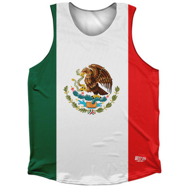 Mexico Country Flag Athletic Tank Top Made in USA - White Green