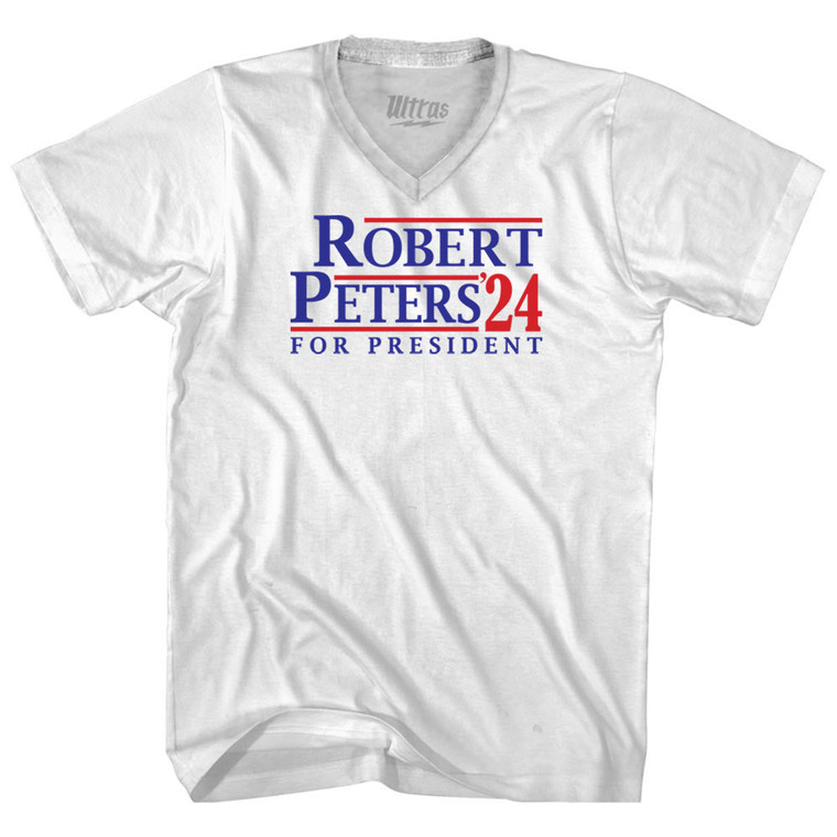 Robert Peters For President 24 Adult Tri-Blend V-neck T-shirt - White