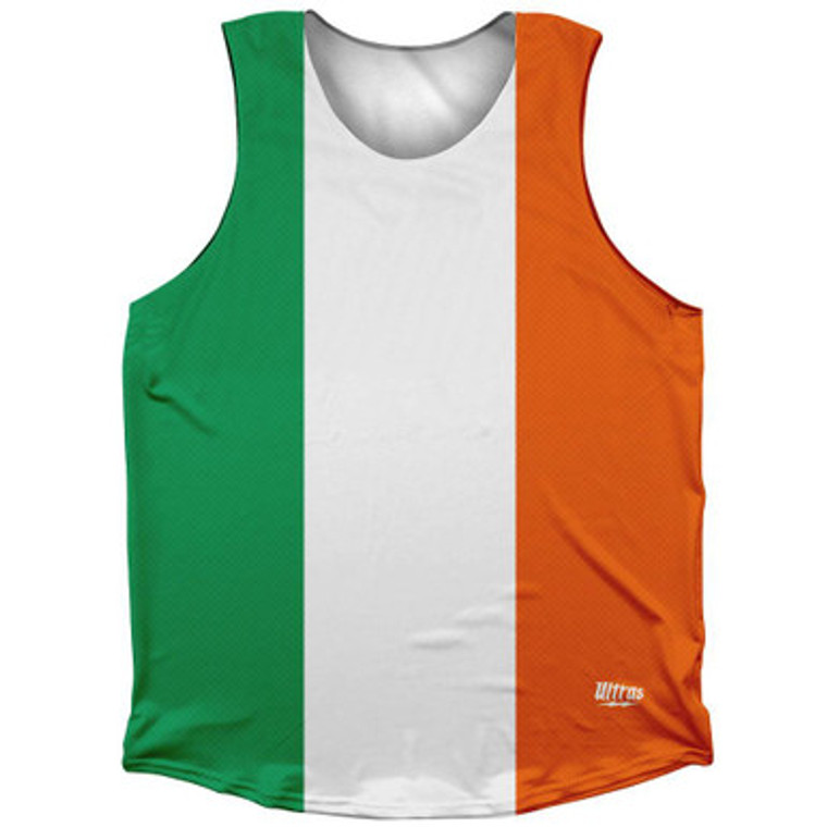 Ireland Country Flag Athletic Tank Top Made in USA - White Orange