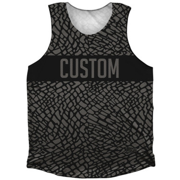 Elephant Skin Pattern Finish Line Athletic Tank Top - Black