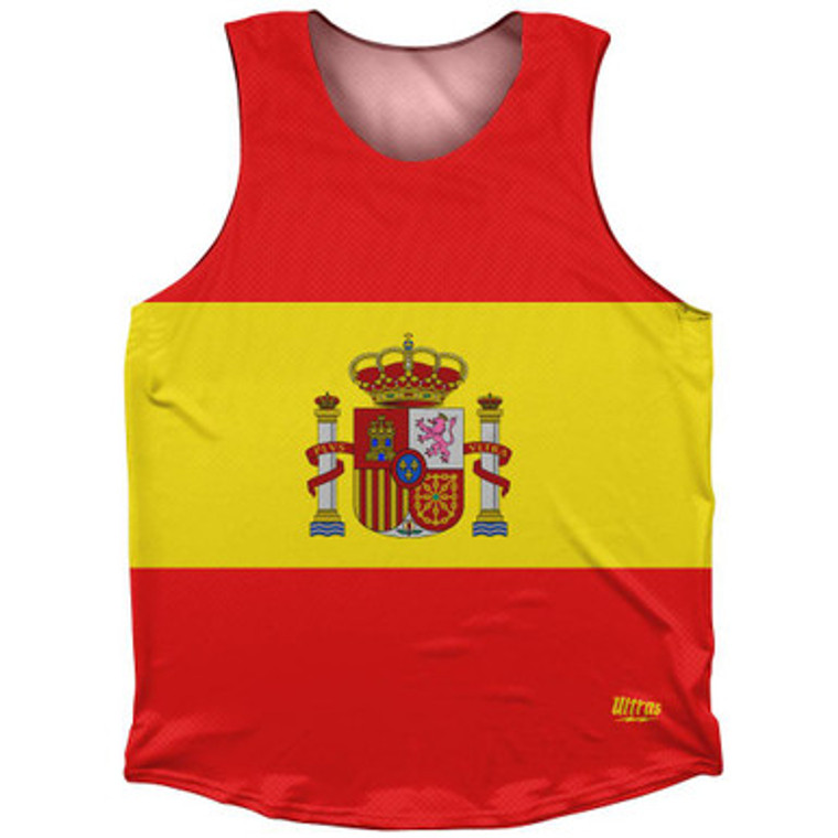 Spain Country Flag Athletic Tank Top Made in USA - Red Yellow